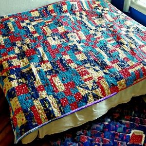 Child's Colorful Lap Quilt or Bed Coverlet Handmade